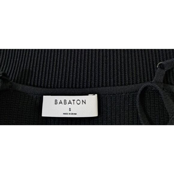 Babaton Womens Small RIBBED STRETCH bodycon LITTLE BLACK DRESS DATE NIGHT MINI - Picture 5 of 8